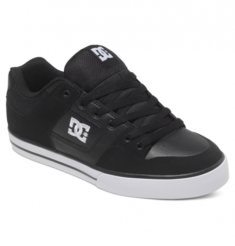 Black / Black / White DC Shoes Pure - Leather Shoes | BYDSVQ-150