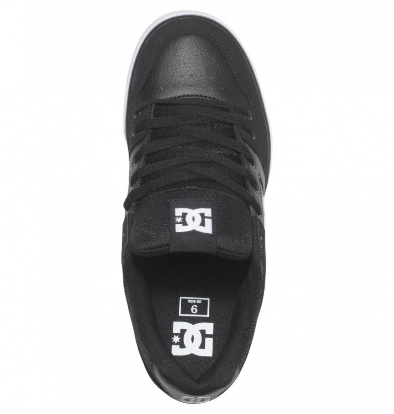 Black / Black / White DC Shoes Pure - Leather Shoes | BYDSVQ-150