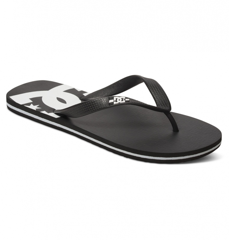 Black / Black / White DC Shoes Spray - Flip-Flops | ZWASOR-569