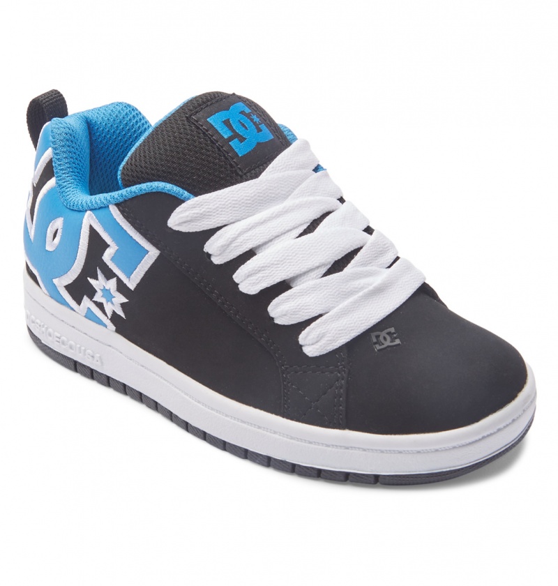 Black / Blue / Grey DC Shoes Court Graffik - Leather Shoes | RWSTFA-798