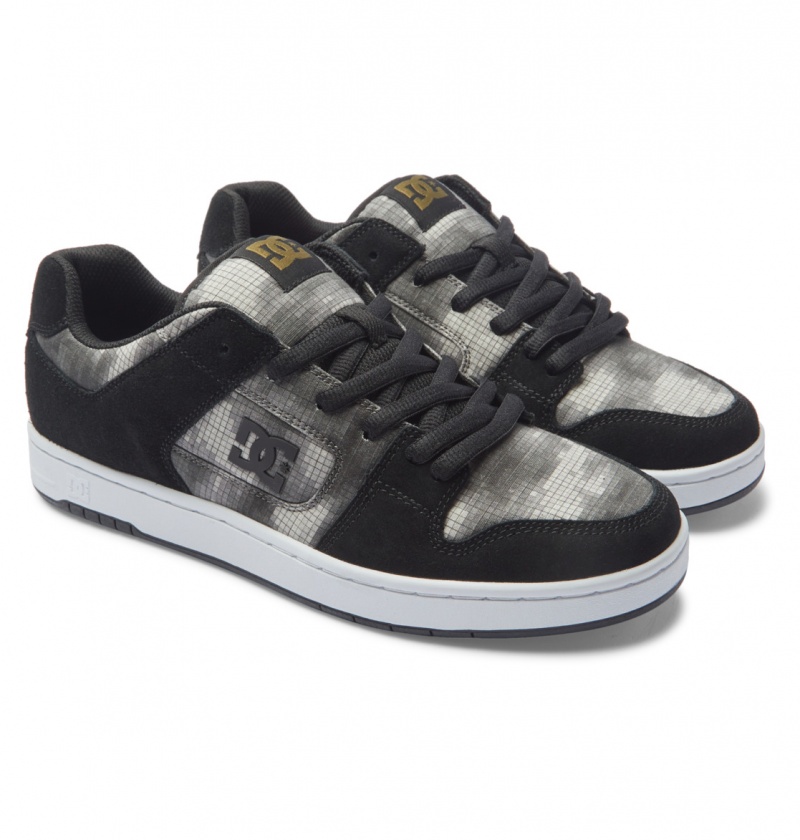 Black / Camo Print DC Shoes Manteca - Leather Shoes | UGVRAI-625