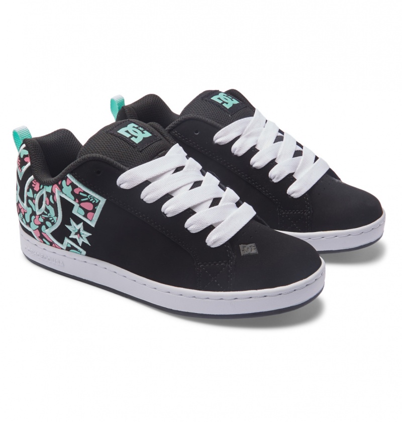 Black / Crazy Pink / Turquoise DC Shoes Court Graffik - Shoes | NUKWTH-649