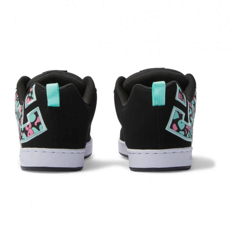 Black / Crazy Pink / Turquoise DC Shoes Court Graffik - Shoes | NUKWTH-649