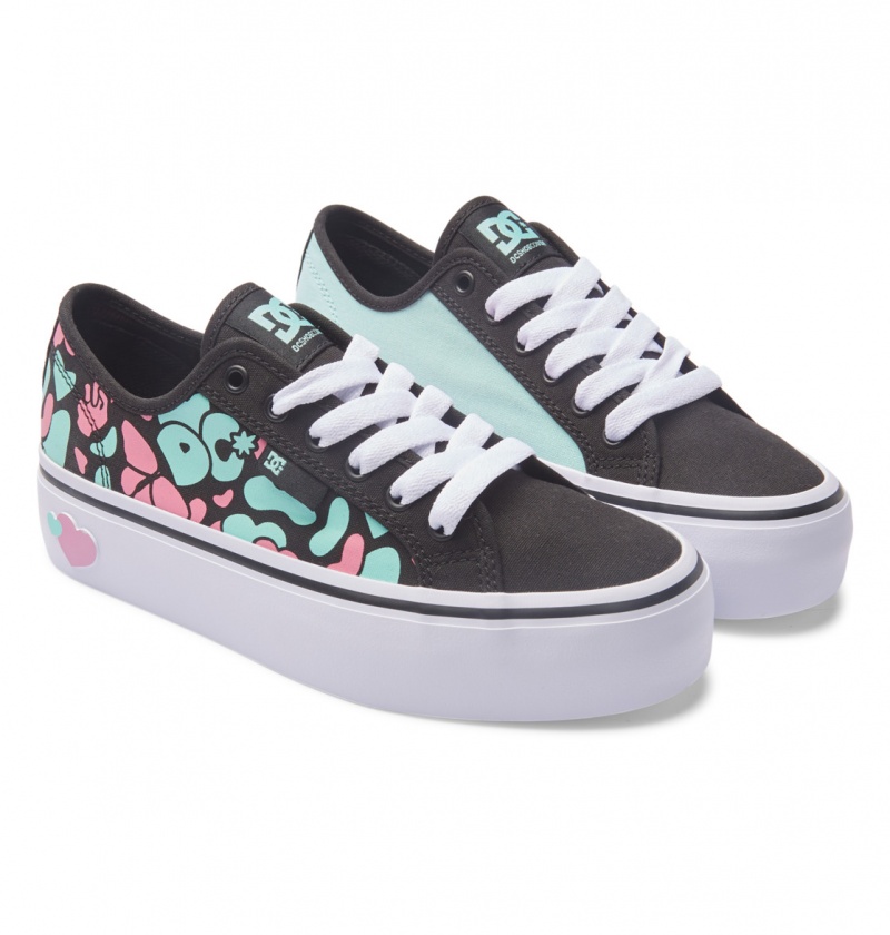 Black / Crazy Pink / Turquoise DC Shoes Manual Platform - Shoes | GVRCYN-754