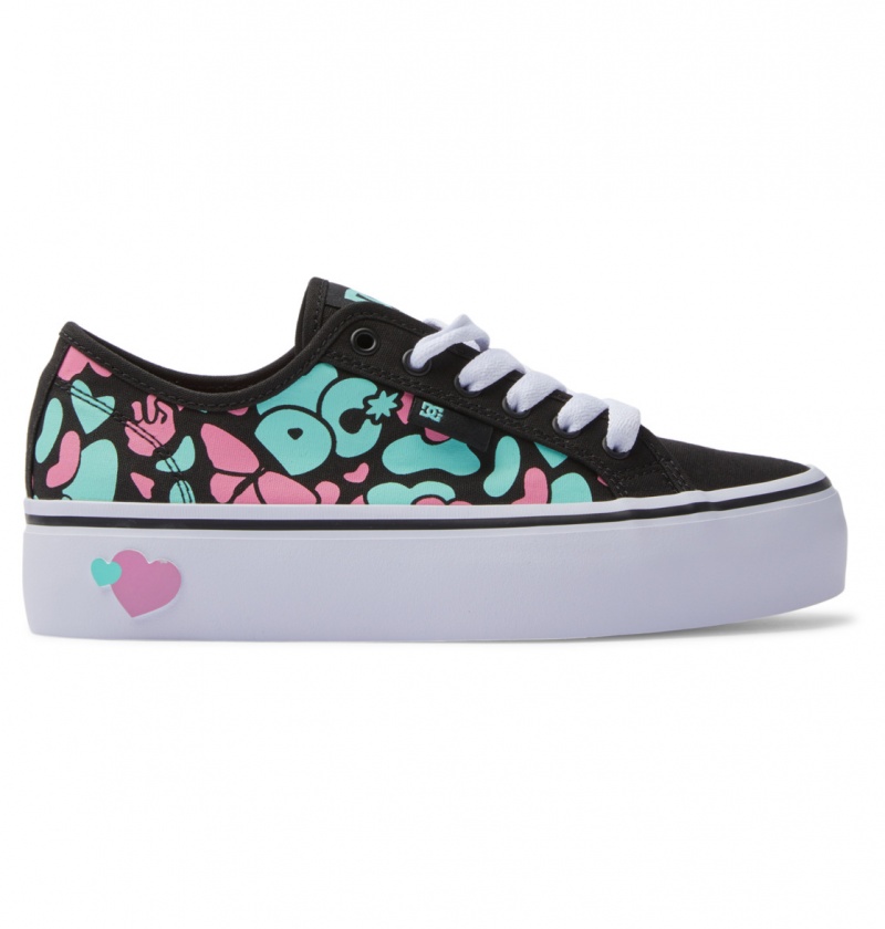 Black / Crazy Pink / Turquoise DC Shoes Manual Platform - Shoes | GVRCYN-754