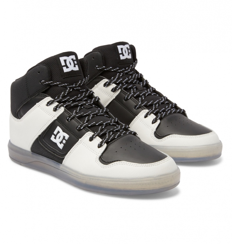 Black / Cream DC Shoes DC Cure - High-Top Leather Skate Shoes | CYLVBQ-709