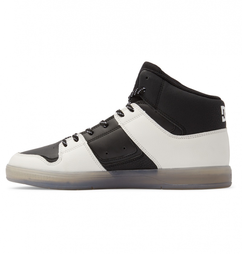 Black / Cream DC Shoes DC Cure - High-Top Leather Skate Shoes | CYLVBQ-709