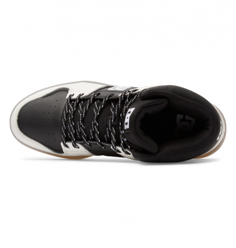 Black / Cream DC Shoes DC Cure - High-Top Leather Skate Shoes | CYLVBQ-709