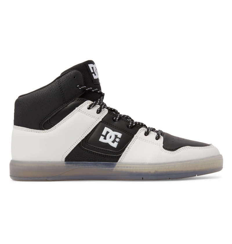 Black / Cream DC Shoes DC Cure - High-Top Leather Skate Shoes | CYLVBQ-709