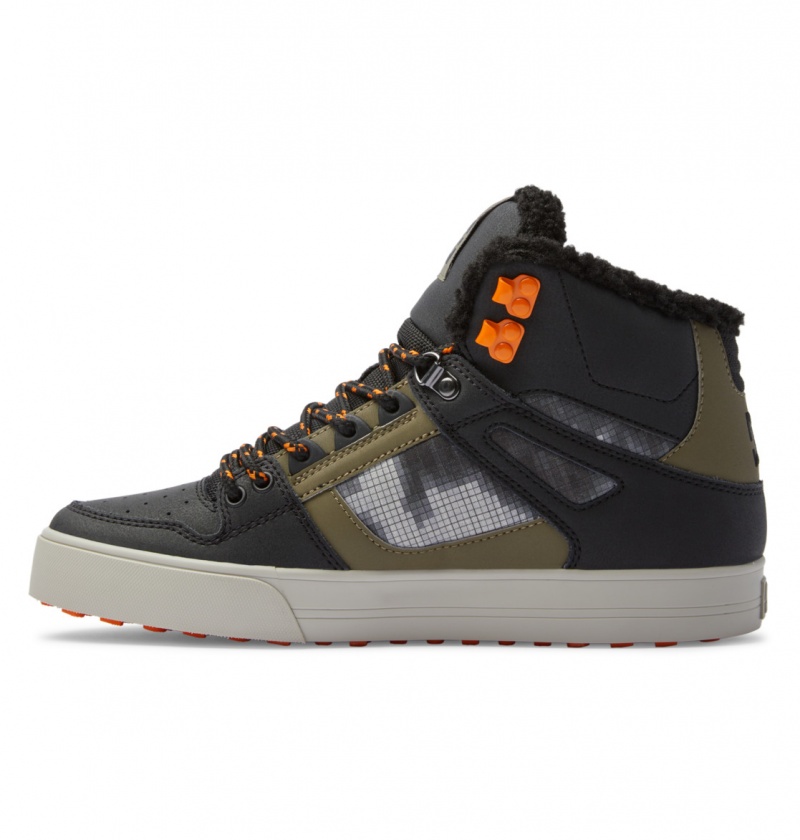 Black / Green Print DC Shoes Pure High WNT - Winter High-Top Boots | RCSZKE-974