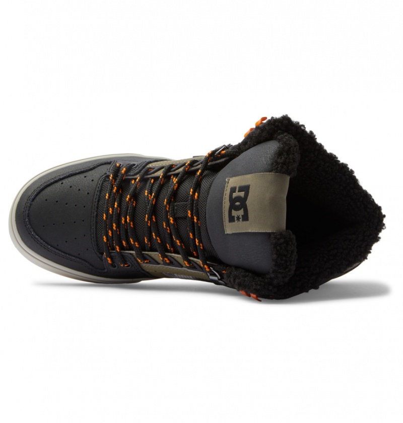 Black / Green Print DC Shoes Pure High WNT - Winter High-Top Boots | RCSZKE-974