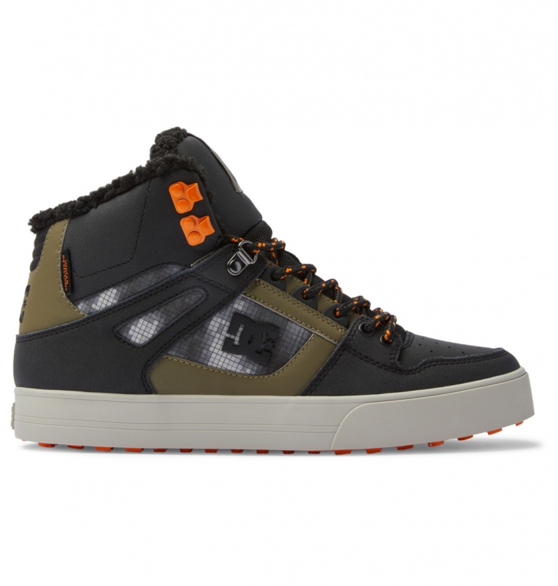 Black / Green Print DC Shoes Pure High WNT - Winter High-Top Boots | RCSZKE-974