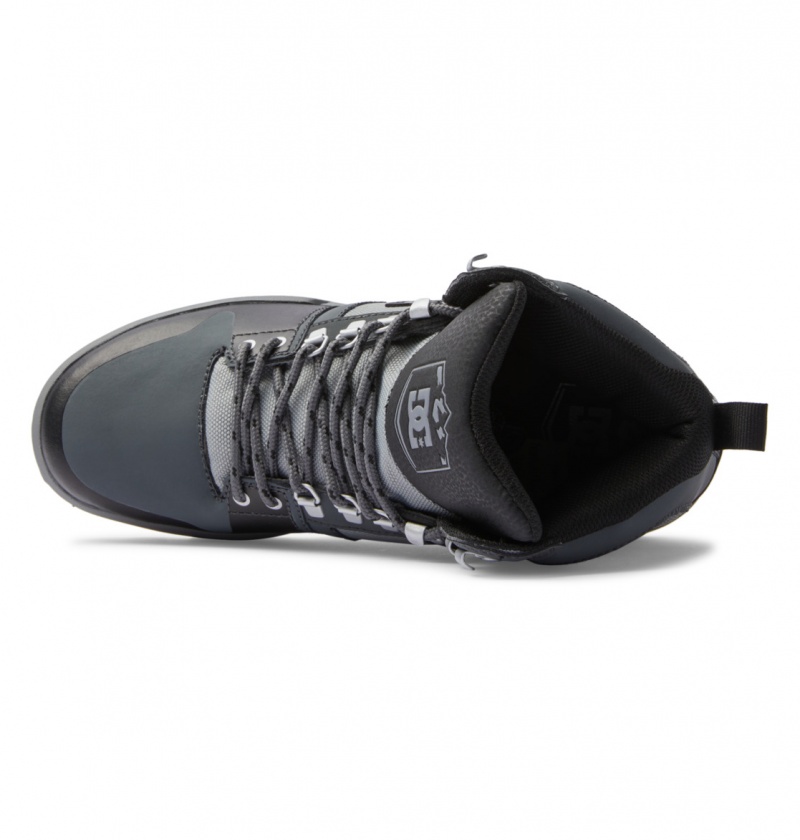 Black / Grey / Black DC Shoes Pure Hi - Water Resistant High Top Leather Boots | YGLUSD-843