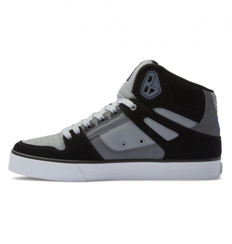 Black / Grey / Blue DC Shoes Pure High-Top - Leather High-Top Shoes | UFOAIT-618