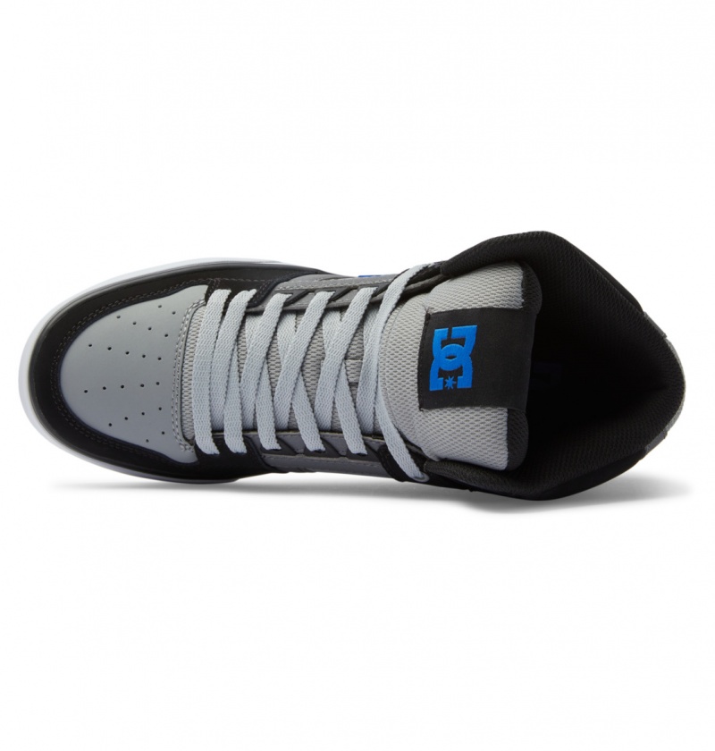 Black / Grey / Blue DC Shoes Pure High-Top - Leather High-Top Shoes | UFOAIT-618