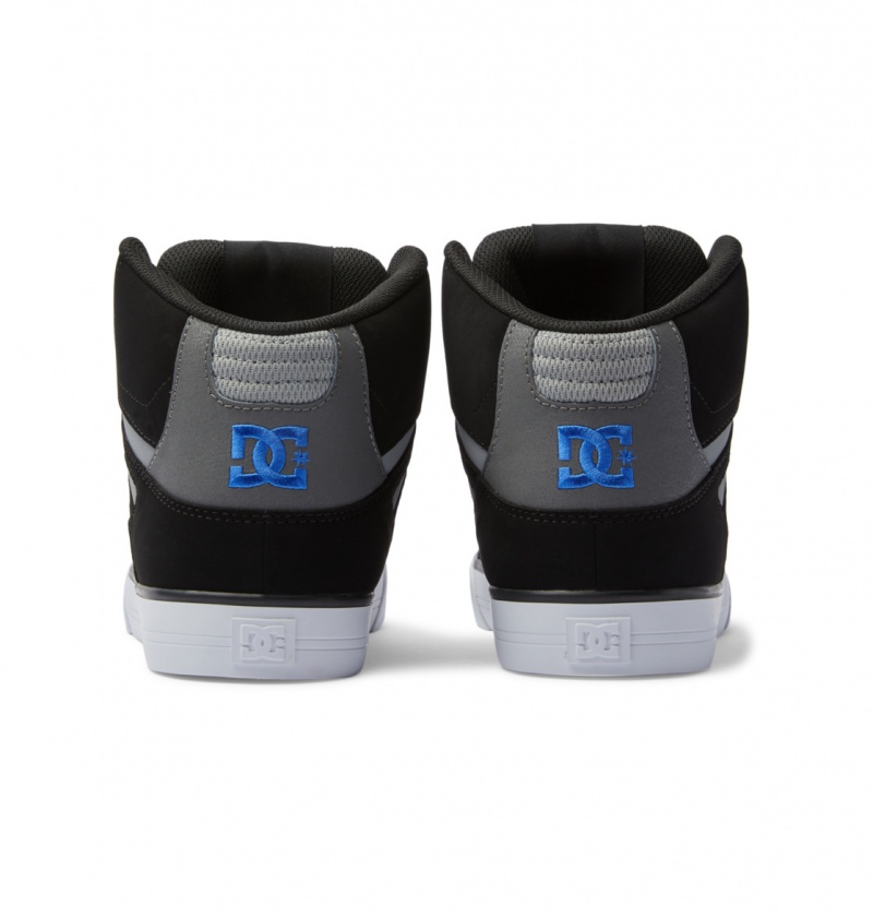 Black / Grey / Blue DC Shoes Pure High-Top - Leather High-Top Shoes | UFOAIT-618