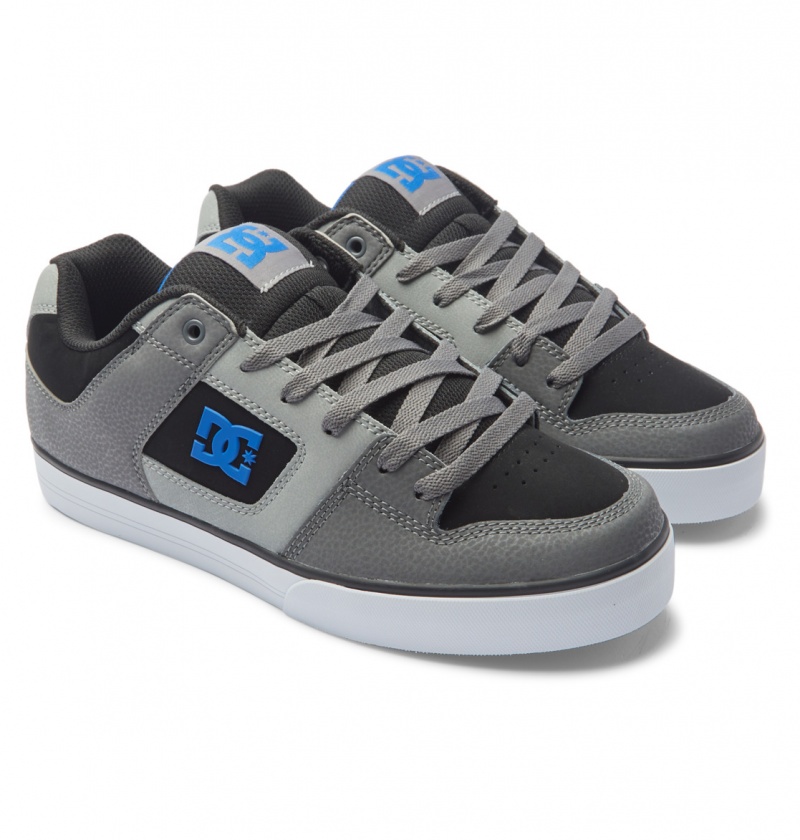 Black / Grey / Blue DC Shoes Pure - Leather Shoes | UATBVL-308