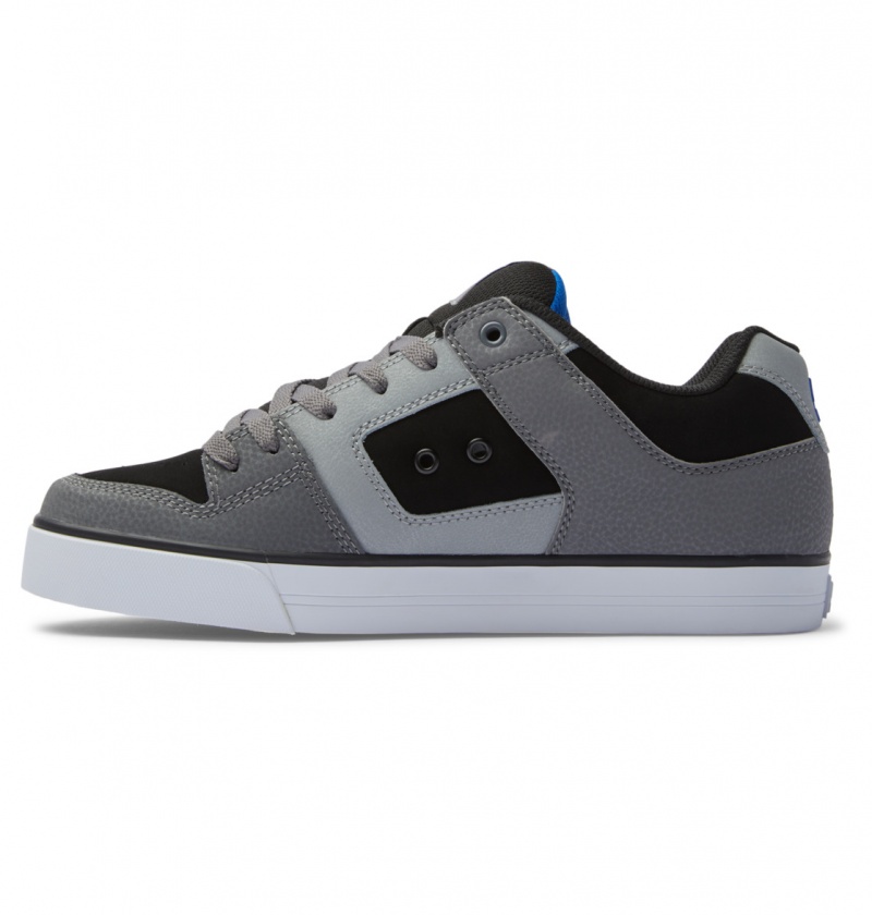 Black / Grey / Blue DC Shoes Pure - Leather Shoes | UATBVL-308