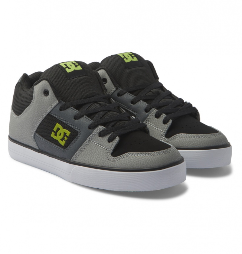 Black / Grey / Green DC Shoes Pure Mid - Mid Top Shoes | MWNXSD-864