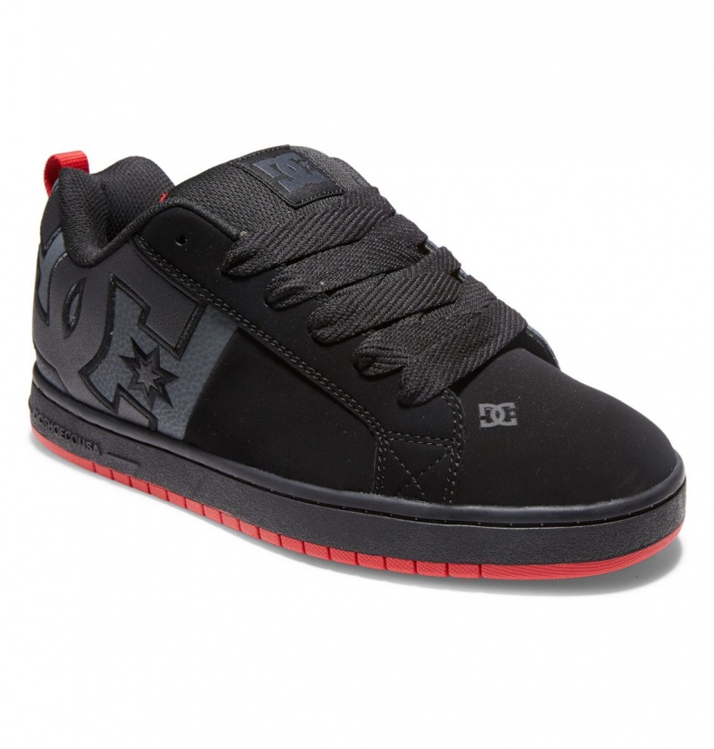 Black / Grey / Red DC Shoes Court Graffik - Leather Shoes | GYBJCU-034