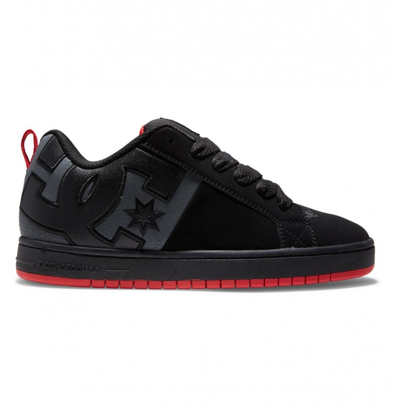 Black / Grey / Red DC Shoes Court Graffik - Leather Shoes | GYBJCU-034