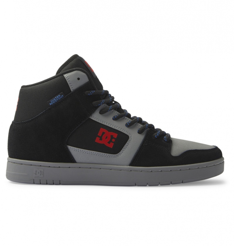 Black / Grey / Red DC Shoes Manteca 4 Hi Wr - High-Top Leather Shoes | FHEVYT-901