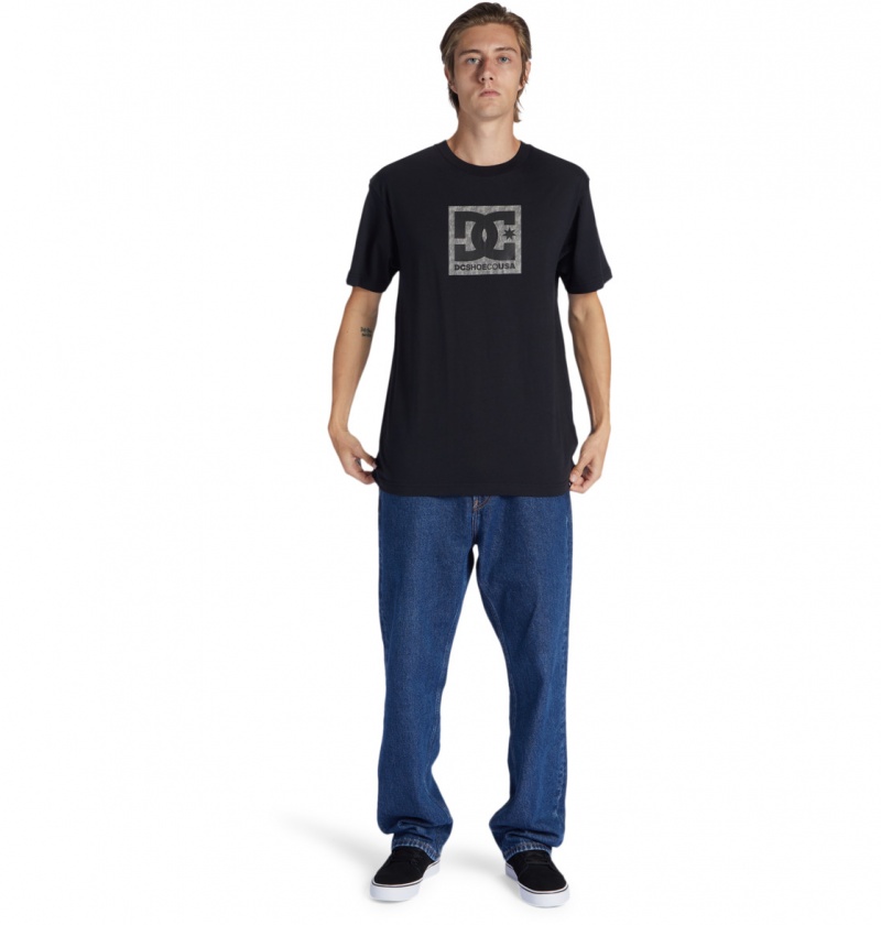 Black / Greystone DC Shoes DC Square Star Fill - T-Shirt | CFNWSD-261