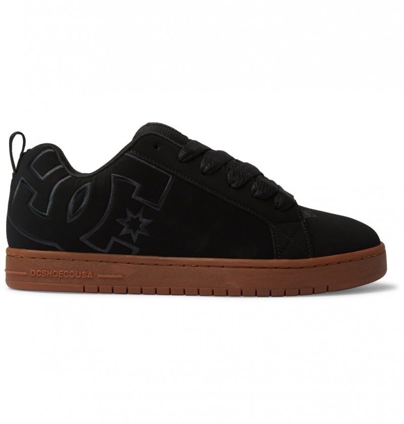 Black / Gum DC Shoes Court Graffik - Leather Shoes | WSFUBT-319