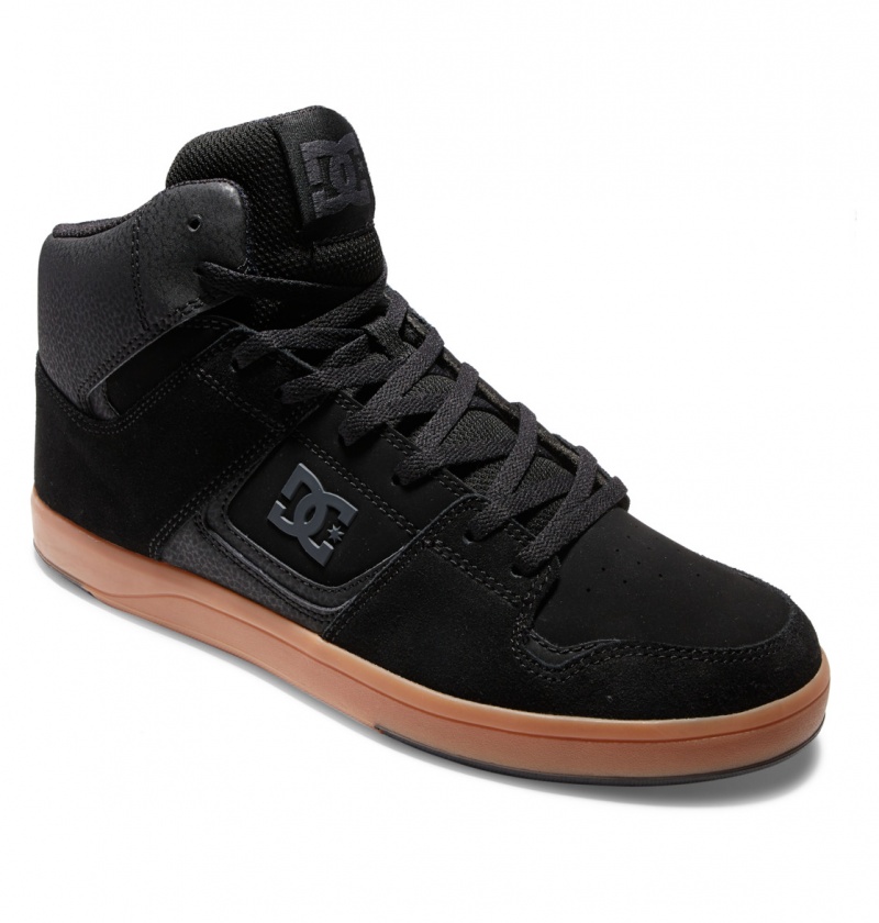 Black / Gum DC Shoes DC Cure - High-Top Leather Skate Shoes | RZEDXS-576