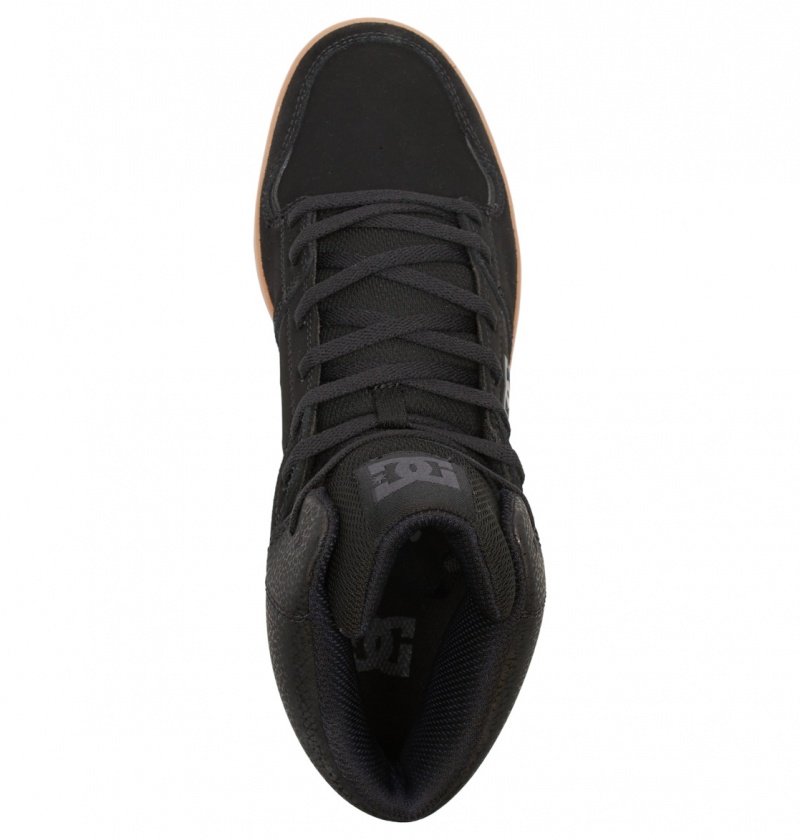 Black / Gum DC Shoes DC Cure - High-Top Leather Skate Shoes | RZEDXS-576