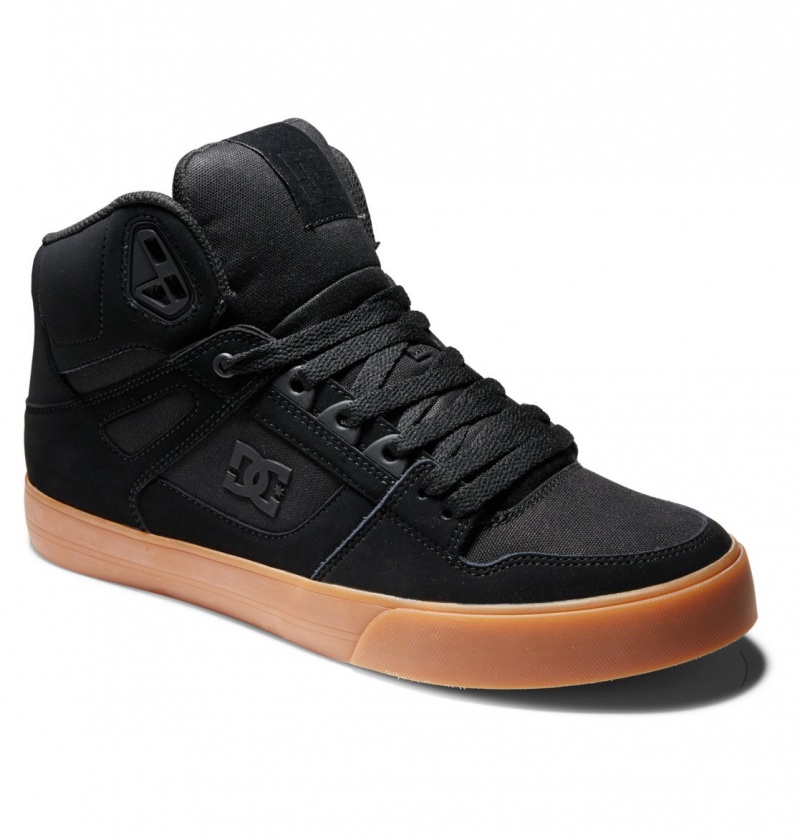 Black / Gum DC Shoes Pure High-Top - Leather High-Top Shoes | HPZDUJ-802