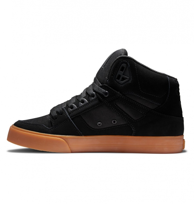 Black / Gum DC Shoes Pure High-Top - Leather High-Top Shoes | HPZDUJ-802