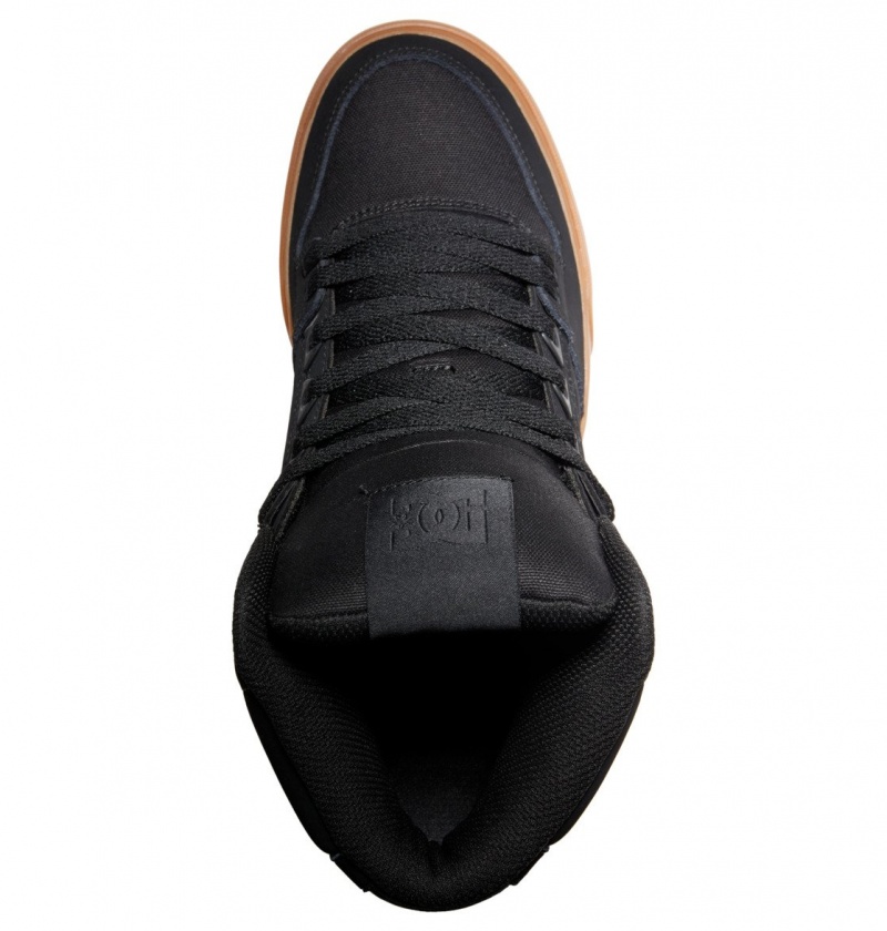 Black / Gum DC Shoes Pure High-Top - Leather High-Top Shoes | HPZDUJ-802