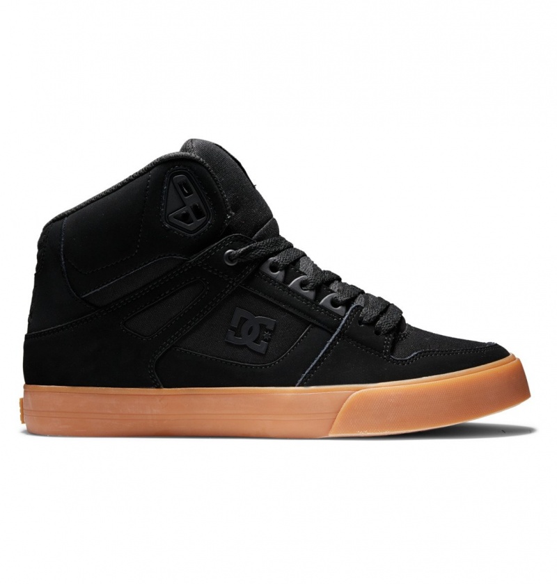 Black / Gum DC Shoes Pure High-Top - Leather High-Top Shoes | HPZDUJ-802