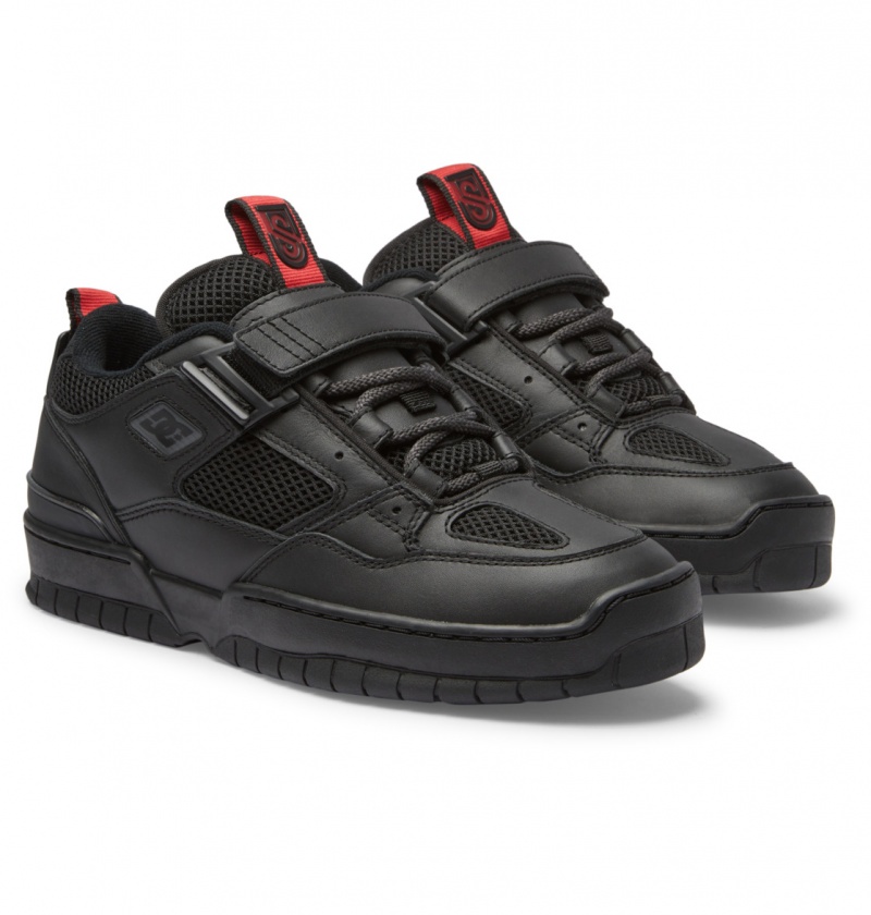 Black / Red DC Shoes Js 1 - Leather Shoes | CLWHMJ-951