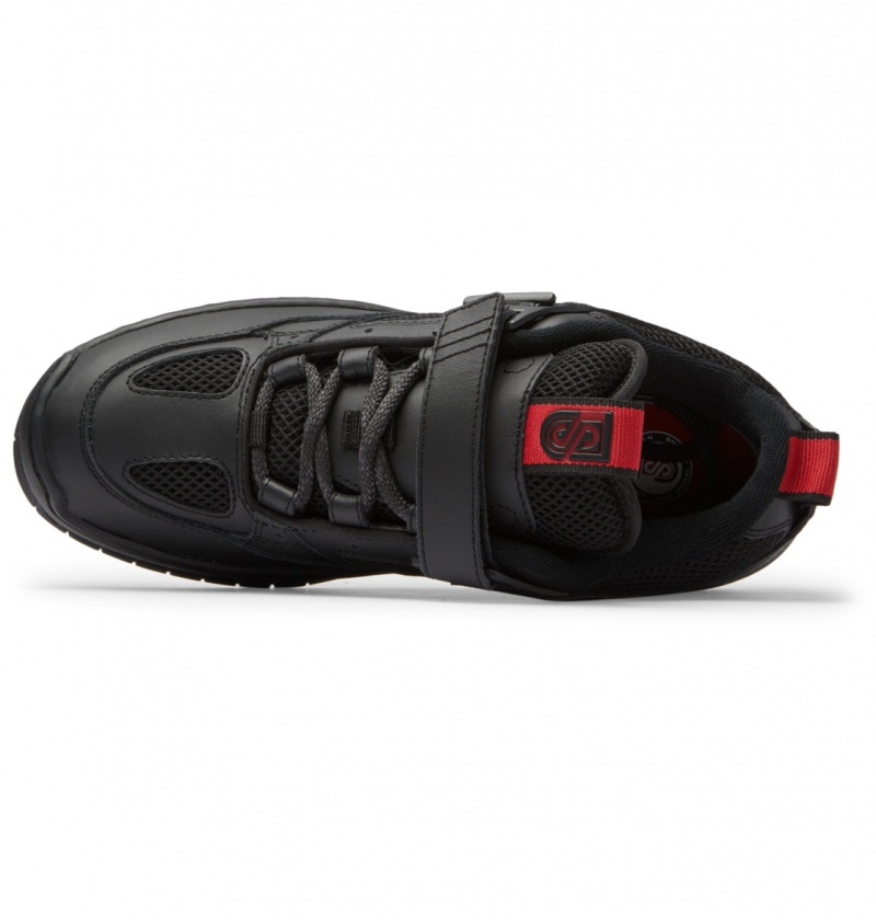 Black / Red DC Shoes Js 1 - Leather Shoes | CLWHMJ-951