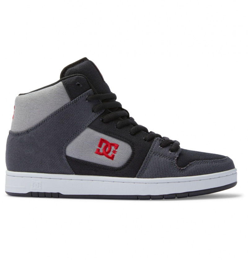 Black / Red / Grey DC Shoes Manteca 4 Hi Zero Waste - High-Top Leather Shoes | NOEWSP-604