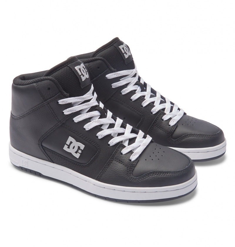 Black / Silver DC Shoes Manteca 4 Hi - High-Top Leather Shoes | IECTMP-867