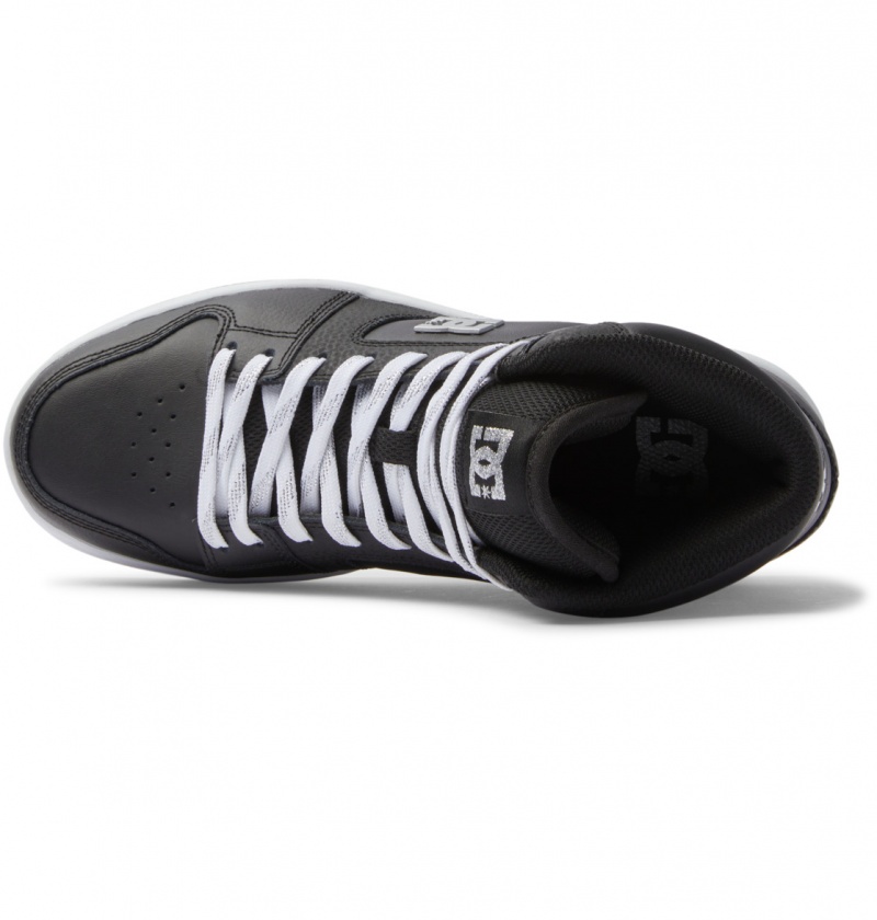 Black / Silver DC Shoes Manteca 4 Hi - High-Top Leather Shoes | IECTMP-867