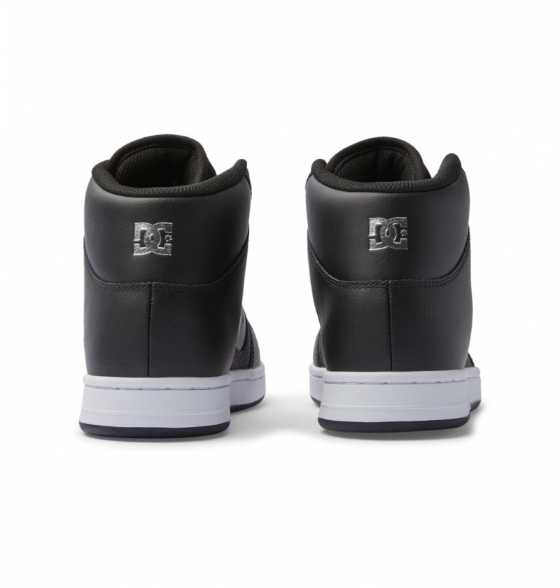 Black / Silver DC Shoes Manteca 4 Hi - High-Top Leather Shoes | IECTMP-867