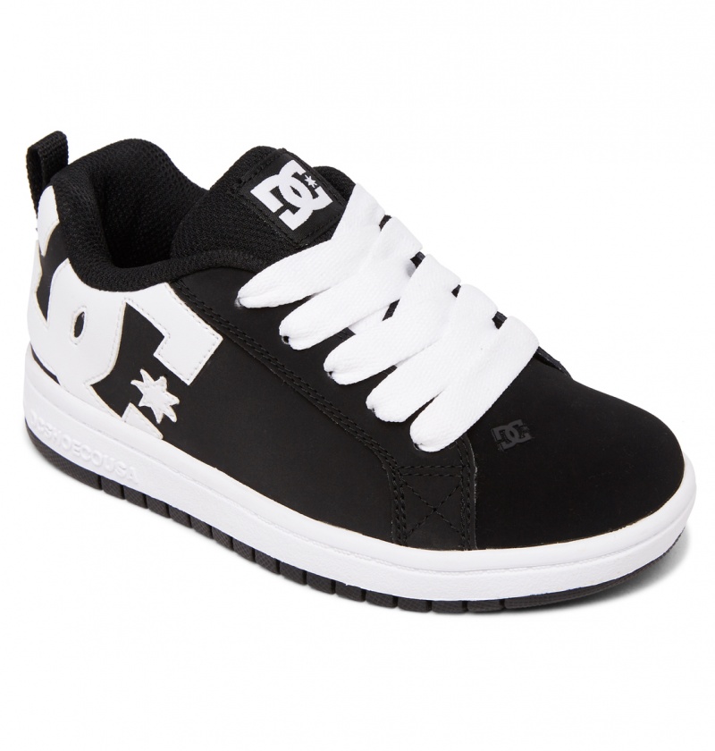 Black / White DC Shoes Court Graffik - Leather Shoes | BSQRGI-349