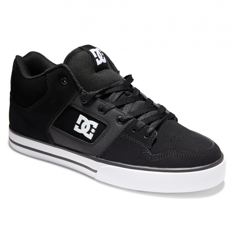 Black / White DC Shoes Pure Mid - Mid Top Shoes | NZMESR-965