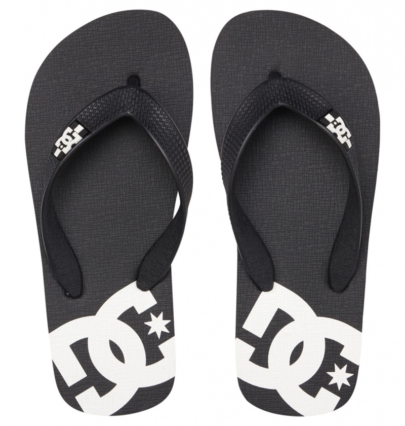 Black / White DC Shoes Spray - Flip-Flops | LVNEOQ-308