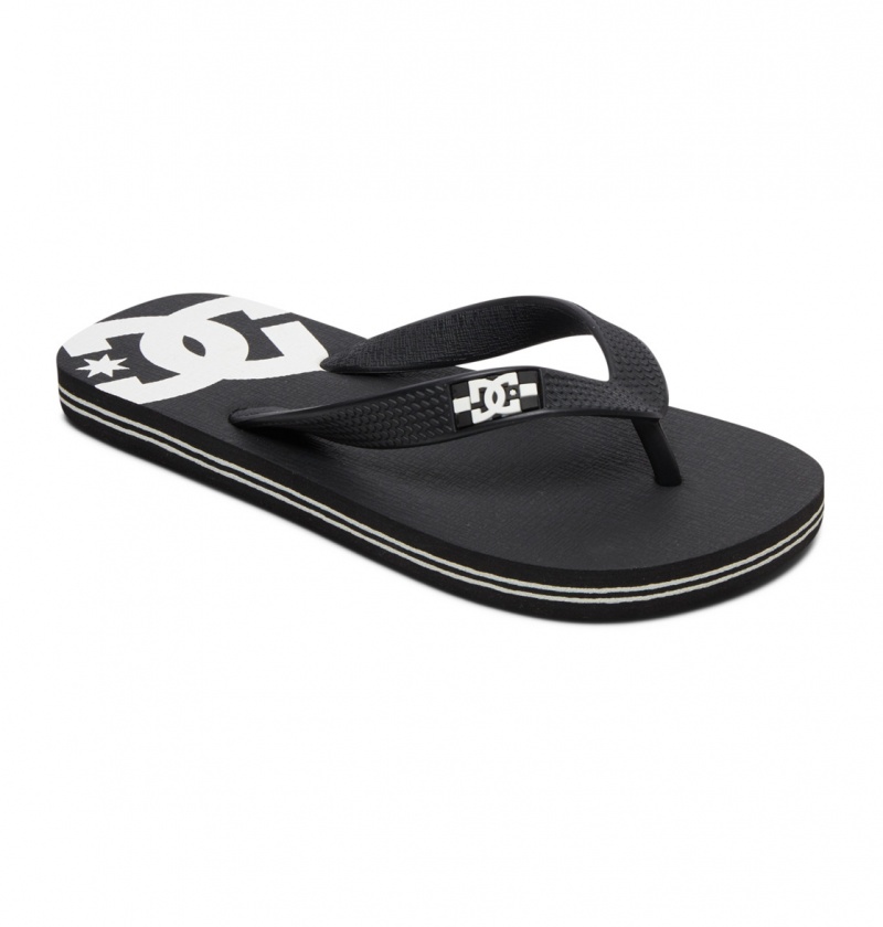 Black / White DC Shoes Spray - Flip-Flops | LVNEOQ-308