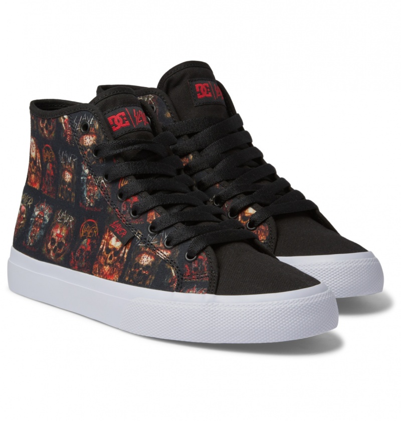 Black / White Print DC Shoes Slayer Manual Hi - High-Top Shoes | GMJIRY-487