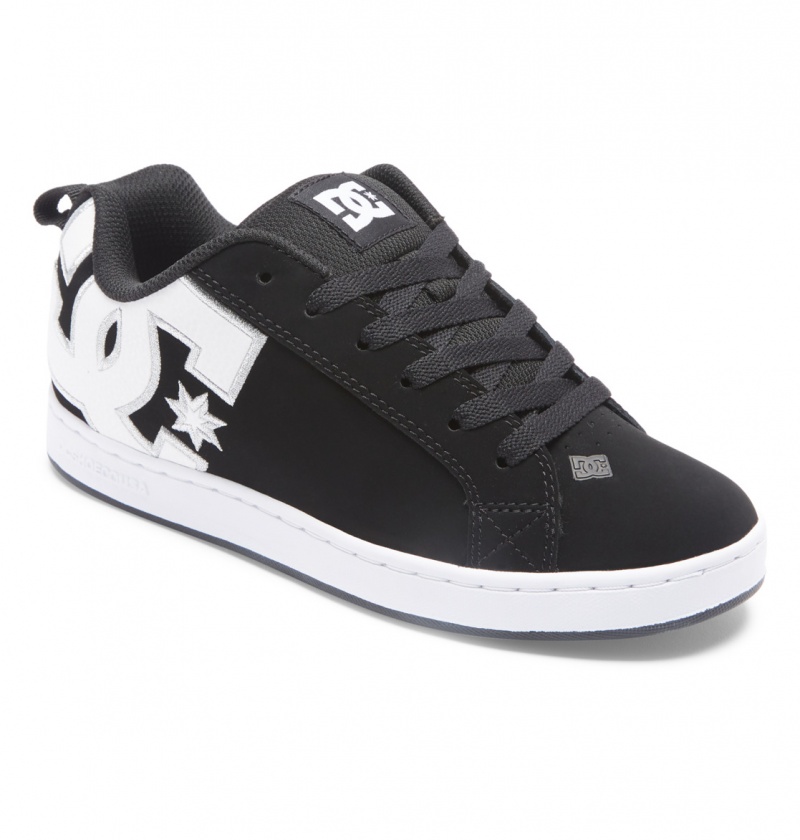 Black / White Stencil DC Shoes Court Graffik - Shoes | JESYCW-420