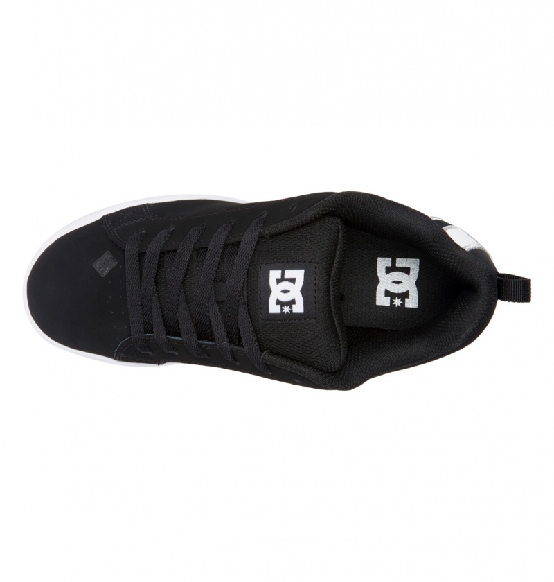 Black / White Stencil DC Shoes Court Graffik - Shoes | JESYCW-420