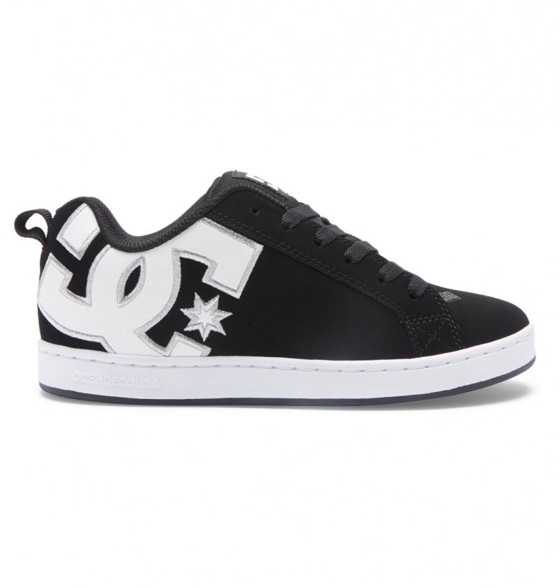 Black / White Stencil DC Shoes Court Graffik - Shoes | JESYCW-420