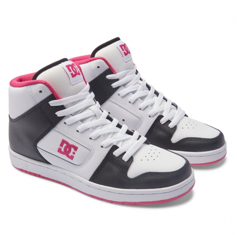 Black / White / Pink DC Shoes Manteca 4 Hi - High-Top Leather Shoes | TGEVNC-394