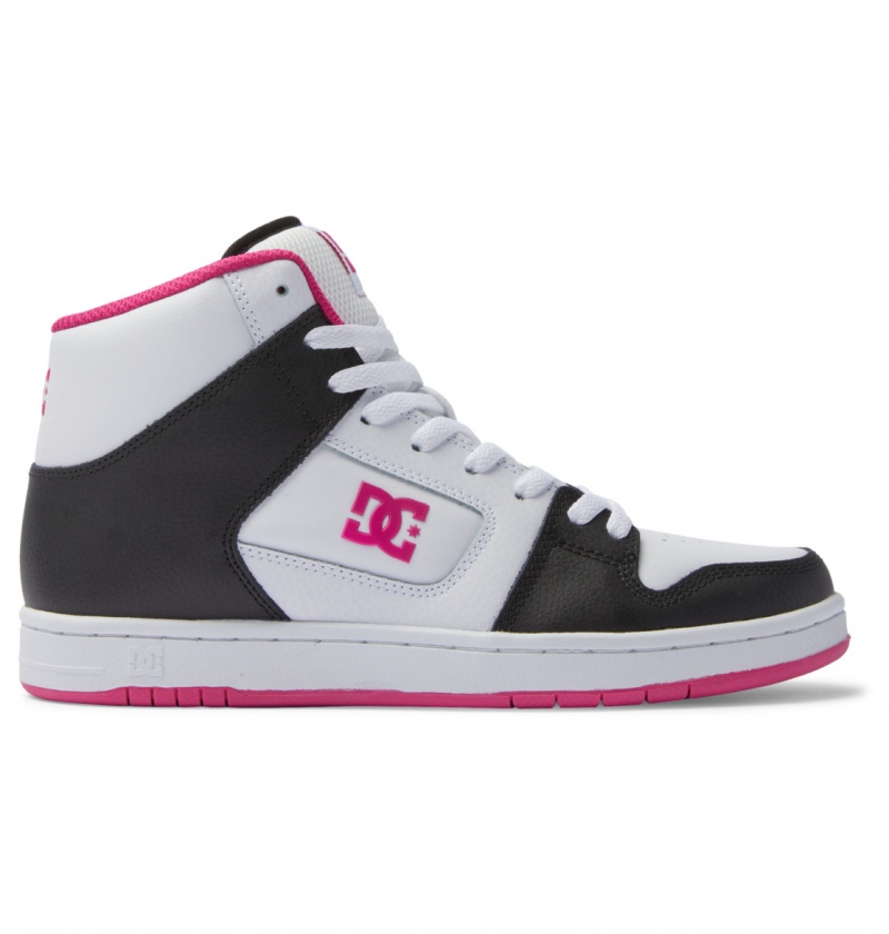 Black / White / Pink DC Shoes Manteca 4 Hi - High-Top Leather Shoes | TGEVNC-394